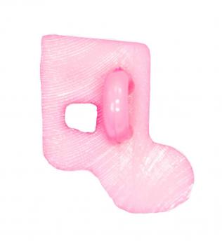Kids button as note made of plastic in pink 15 mm 0,59 inch